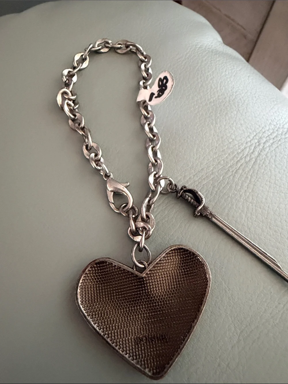 Silver-Tone Heart & Sword Charm Bracelet Disney Pirates Of The Caribbean